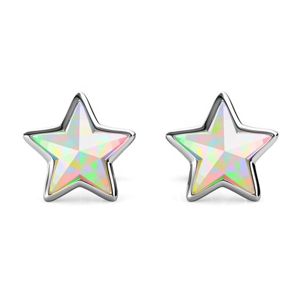 Boutique Jewelry - Iridescent Star Stud Earrings With Australian Crystals